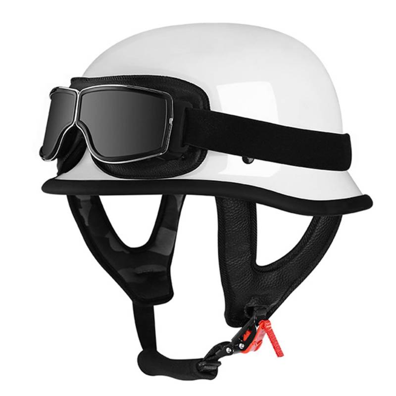 Halbhelme Retro Motorrad Helm Open Face Halbschalenhelm Mit ECEDOT Genehmigt Brain-Cap Halbschale Roller-Helm Scooter-Helm Jet-Helm Moped Helm FüR Erwachsene Herren Damen 2,XXL(63~64CM) von JunPing
