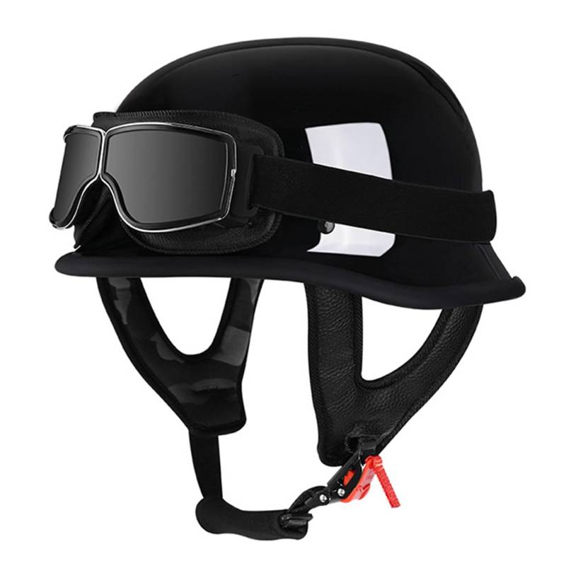 Halbhelme Retro Motorrad Helm Open Face Halbschalenhelm Mit ECEDOT Genehmigt Brain-Cap Halbschale Roller-Helm Scooter-Helm Jet-Helm Moped Helm FüR Erwachsene Herren Damen 3,XXL(63~64CM) von JunPing