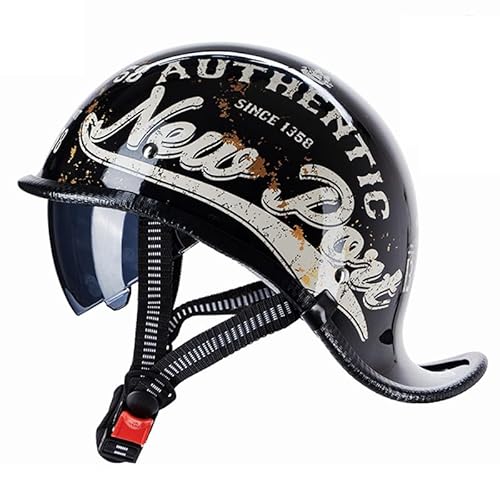 Halbschalenhelm JetHelm Retro Halbgesicht Motorradhelm Halbhelm ECEDOT zugelassenen Männern und Frauen Open Face Motorrad Helm für Scooter Moped Helm Cruiser Motorrad 3,L(59~60CM) von JunPing