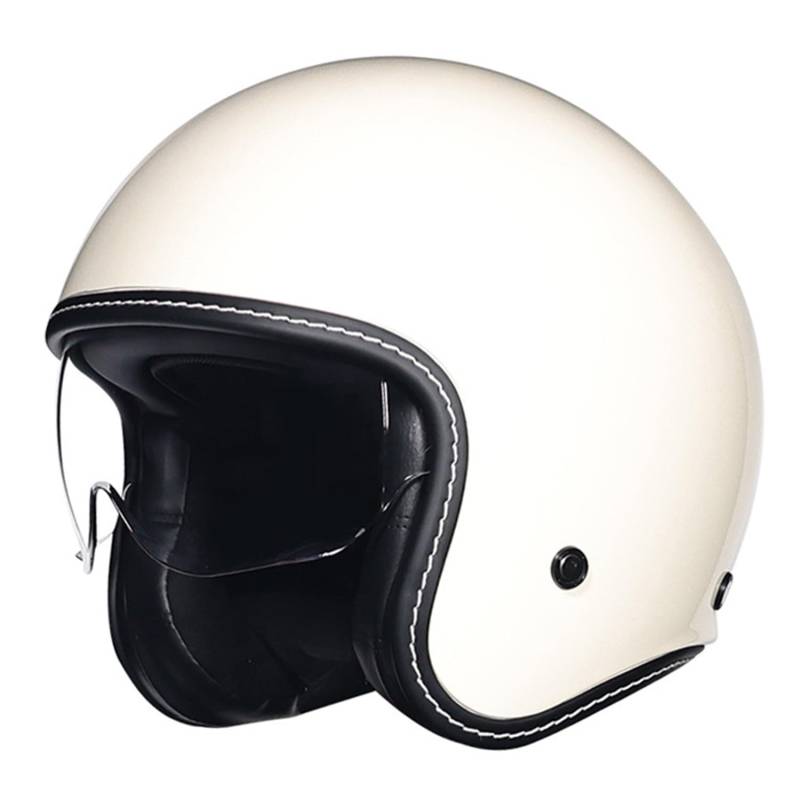 Retro 3/4 Motorrad Halbhelme Motorradhelm für Herren und Damen DOTECE-Zertifizierung Jethelm Halbschalenhelm Braincap für Bike Cruiser Chopper Moped Scooter Offenem Helm 8,L(59~60CM) von JunPing