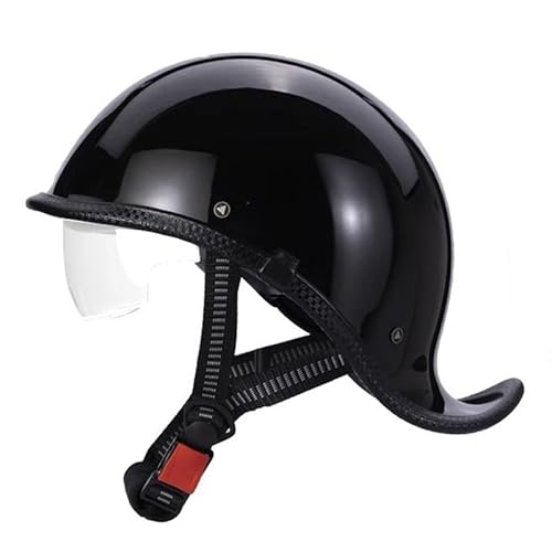 Retro-Halbhelm Jethelme Motorradhelm DOTECE Zertifizierter Halbhelme Männern und Frauen Motorradhelm Moped Helm Erwachsene Open Face Helm für Scooter Moped Cruiser Motorrad 10,L=59~60CM von JunPing