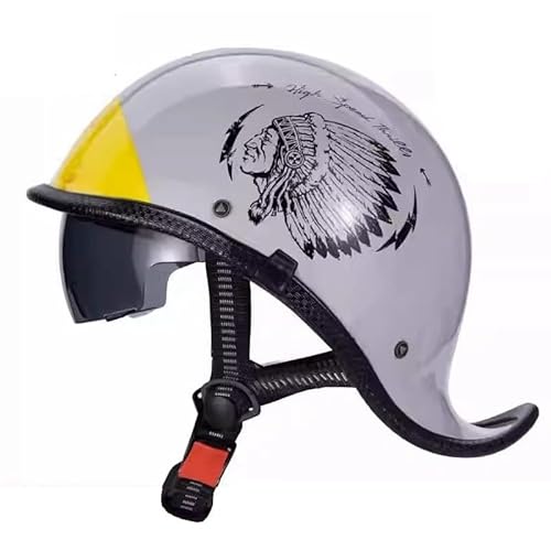 Retro-Halbhelm Jethelme Motorradhelm DOTECE Zertifizierter Halbhelme Männern und Frauen Motorradhelm Moped Helm Erwachsene Open Face Helm für Scooter Moped Cruiser Motorrad 15,XXL=63~64CM von JunPing