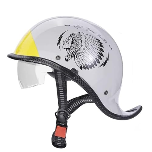 Retro-Halbhelm Jethelme Motorradhelm DOTECE Zertifizierter Halbhelme Männern und Frauen Motorradhelm Moped Helm Erwachsene Open Face Helm für Scooter Moped Cruiser Motorrad 16,L=59~60CM von JunPing