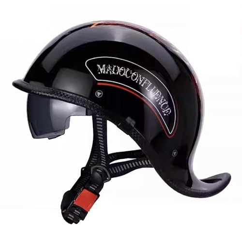 Retro-Halbhelm Jethelme Motorradhelm DOTECE Zertifizierter Halbhelme Männern und Frauen Motorradhelm Moped Helm Erwachsene Open Face Helm für Scooter Moped Cruiser Motorrad 3,L=59~60CM von JunPing