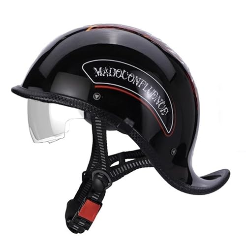 Retro-Halbhelm Jethelme Motorradhelm DOTECE Zertifizierter Halbhelme Männern und Frauen Motorradhelm Moped Helm Erwachsene Open Face Helm für Scooter Moped Cruiser Motorrad 4,L=59~60CM von JunPing