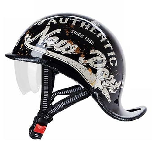 Retro-Halbhelm Jethelme Motorradhelm DOTECE Zertifizierter Halbhelme Männern und Frauen Motorradhelm Moped Helm Erwachsene Open Face Helm für Scooter Moped Cruiser Motorrad 6,XL=61~62CM von JunPing