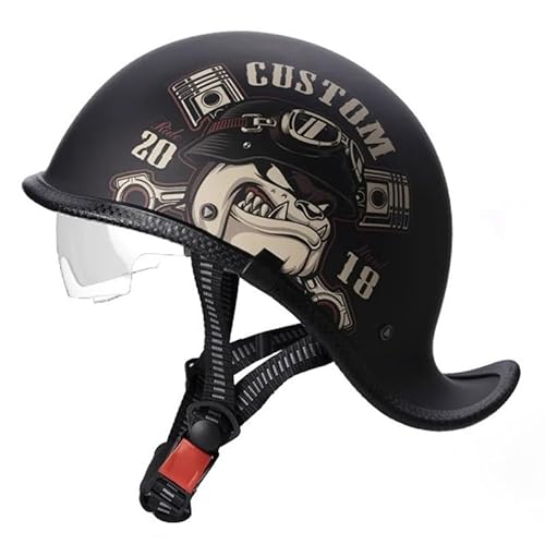 Retro-Halbhelm Jethelme Motorradhelm DOTECE Zertifizierter Halbhelme Männern und Frauen Motorradhelm Moped Helm Erwachsene Open Face Helm für Scooter Moped Cruiser Motorrad 8,L=59~60CM von JunPing