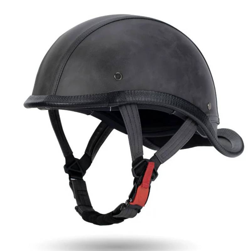 Retro-Motorradhelm Offener LederHalbhelme Vintage-Scooter Helme DOTECE-Zulassung Jethelm Moped-Halbhelm Für Männer Und Frauen Sicherheitsschutzhelm Fahrrad Cruiser 7,XL=61~62CM von JunPing