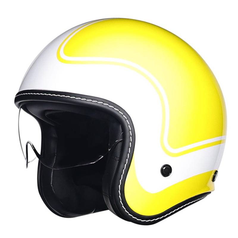 Vintage 3/4 Jet Motorrad Halbhelme Roller-Helm Scooter-Helm Moped Mofa-Helm ECEDOT-Zertifizierter Offenem Motorradhelm Für Erwachsene Männer und Frauen Sturzhelm 3,L(59~60CM) von JunPing