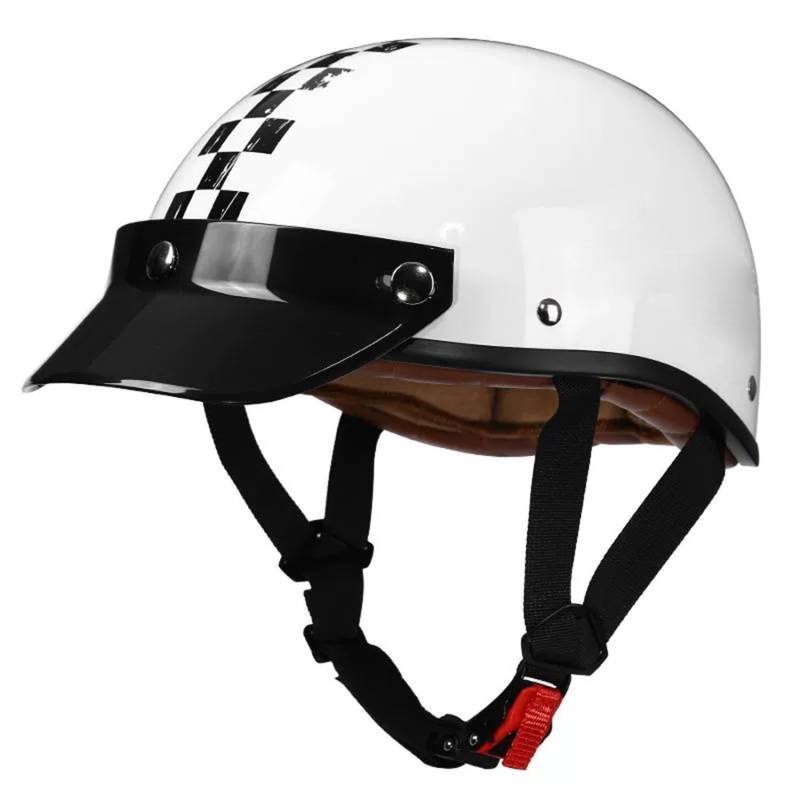 Vintage Deutsche Motorrad Halbhelme DOTECE Zugelassen Jethelm Helm Scooter-Helm Moped Helm Motorrad Helm Brain-Cap Halbschale Chopper Helm Vintage Roller Cruiser Helm 1,L=59~60CM von JunPing