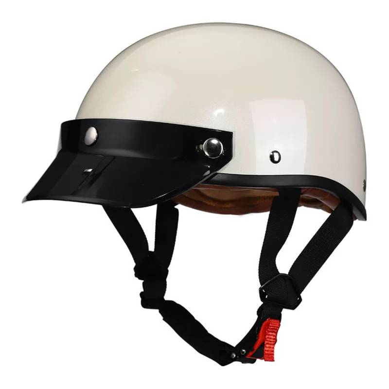 Vintage Deutsche Motorrad Halbhelme DOTECE Zugelassen Jethelm Helm Scooter-Helm Moped Helm Motorrad Helm Brain-Cap Halbschale Chopper Helm Vintage Roller Cruiser Helm 2,L=59~60CM von JunPing