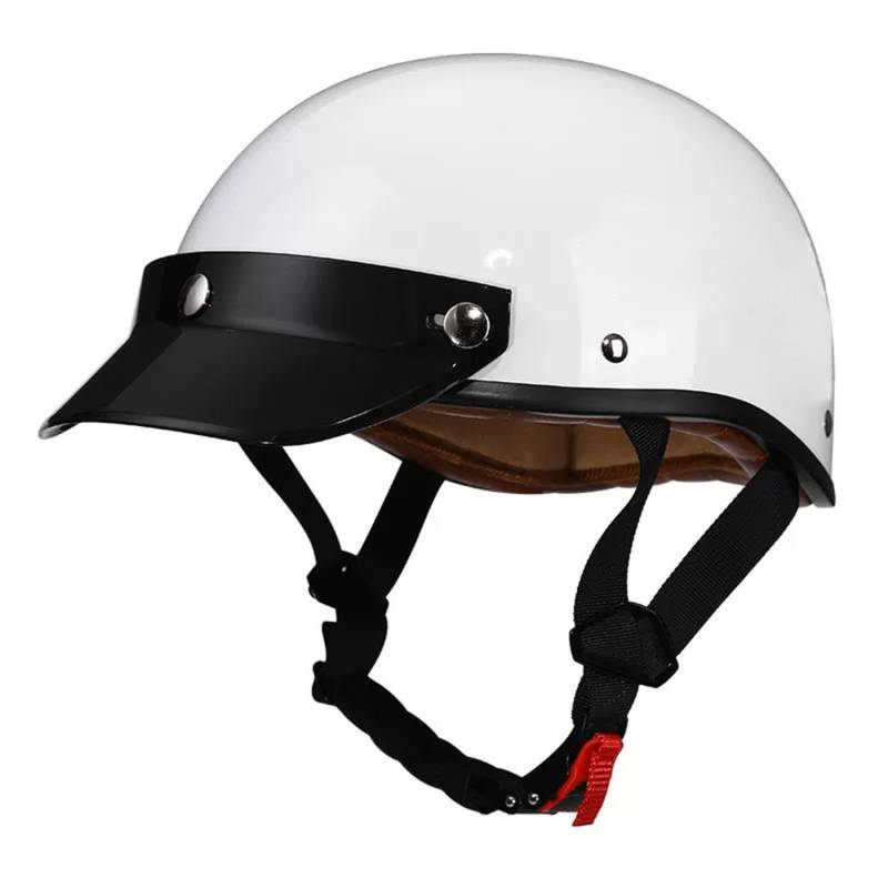 Vintage Deutsche Motorrad Halbhelme DOTECE Zugelassen Jethelm Helm Scooter-Helm Moped Helm Motorrad Helm Brain-Cap Halbschale Chopper Helm Vintage Roller Cruiser Helm 3,L=59~60CM von JunPing