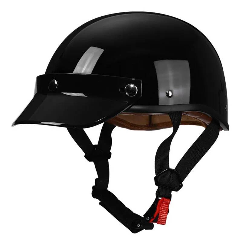 Vintage Deutsche Motorrad Halbhelme DOTECE Zugelassen Jethelm Helm Scooter-Helm Moped Helm Motorrad Helm Brain-Cap Halbschale Chopper Helm Vintage Roller Cruiser Helm 6,L=59~60CM von JunPing