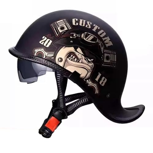 Vintage Deutsche Motorrad Halbhelme DOTECE Zugelassen Jethelm Helm Scooter-Helm Moped Helm Motorrad Helm Brain-Cap Halbschale Männern und Frauen Vintage Roller Helm Für Cruiser 13,XXL(63~64CM) von JunPing