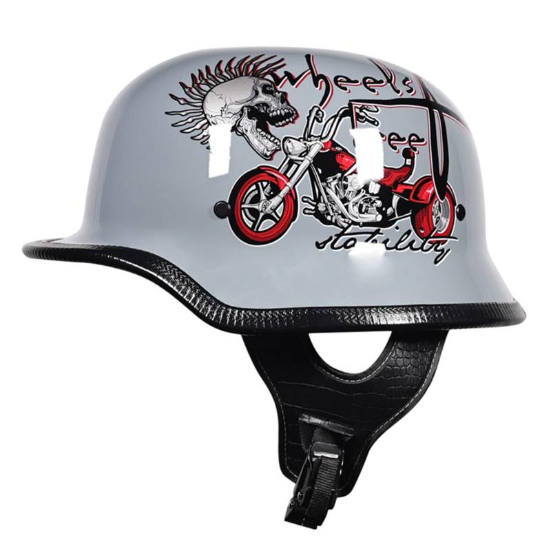 Vintage Halbschalenhelm Mit ECEDOT-Zulassung Vintage Jethelme Motorradhelm Brain-Cap Halbschale Cruiser Chopper Scooter Helm Herren Retro Motorrad Halbhelm Damen Mofa Helm 4,XL(61~62CM) von JunPing