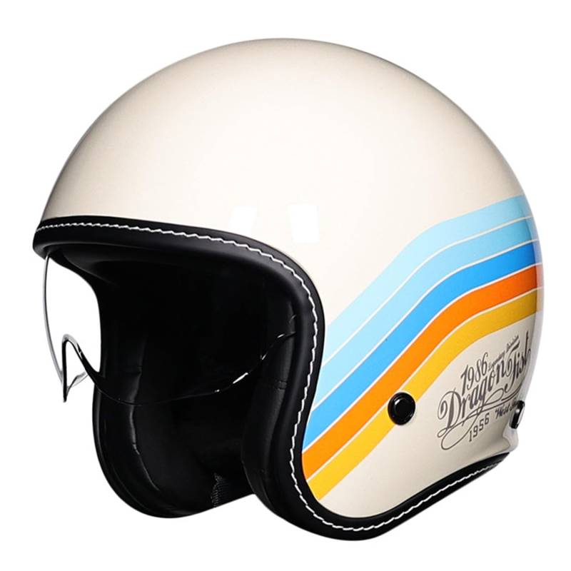 Vintage Jet-Helm Motorrad-Helm Roller-Helm Scooter-Helm Moped Mofa-Helm ECEDOT Zulassung Offenem Halbhelme Für Erwachsene Männer und Frauen Retro Biker Helmet Sturzhelm 7,XL(61~62CM) von JunPing