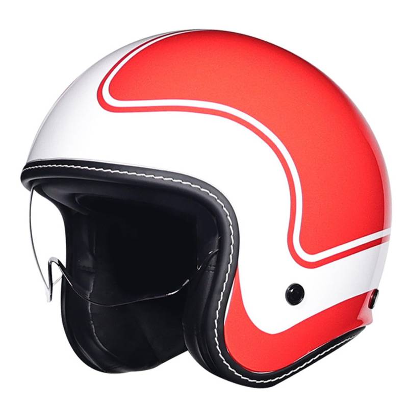 Vintage Jet-Helm Motorrad-Helm Roller-Helm Scooter-Helm Moped Mofa-Helm ECEDOT Zulassung Offenem Halbhelme Für Erwachsene Männer und Frauen Retro Biker Helmet Sturzhelm 9,L(59~60CM) von JunPing
