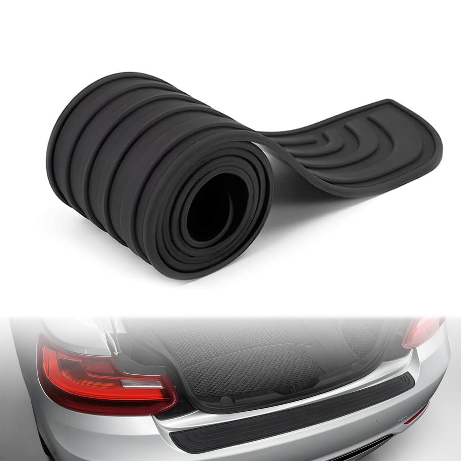 Stoßstangenschutz, Schwellerschutz für den Kofferraum, Kratzfest und Abriebfest, Selbstklebender Heckstoßstangenschutz für Autos, SUVs, Kratzfest (Schwarz 90CM) von Junbyuhu