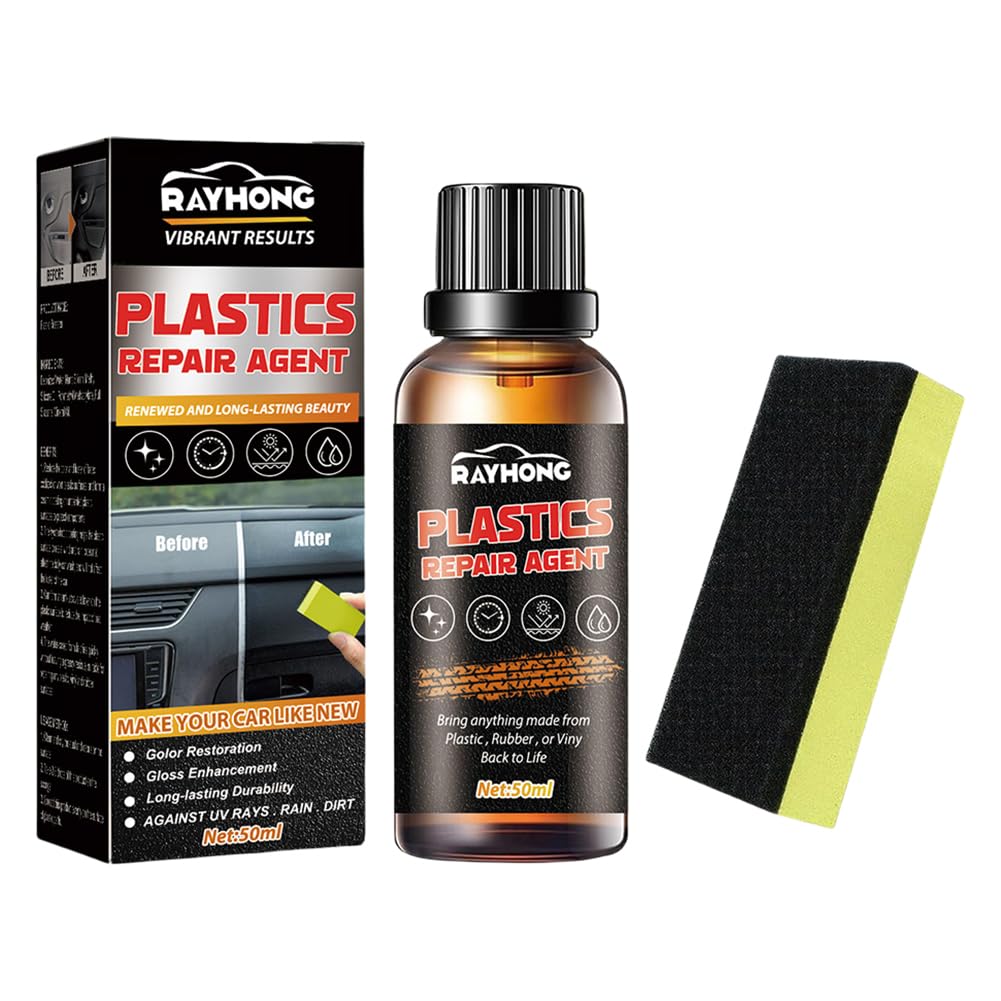 Junerain Auto-Innenreiniger – Armaturenbrett-/Armaturenbrett-Reiniger – Back to Black Trim Restorer – Auto-Innenreinigungsset – 50 ml Mittel mit Schwamm – Auto-Kunststoff-Restaurierer Schwar Junerain Auto-Innenreiniger – Armaturenbrett-/Armaturenbrett-Reiniger – Back to Black Trim Restorer – Auto-Innenreinigungsset – 50 ml Mittel mit Schwamm – Auto-Kunststoff-Restaurierer Schwar von Junerain