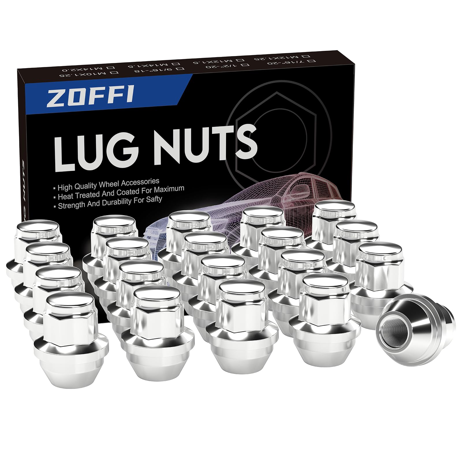 Zoffi M12 x 1,5 einteilige Chrom-Radmuttern im Original-Stil, große Eichelsitz-Radmuttern für die meisten Ford Fiesta Focus Fusion Fabrikräder, 20 Stück, verchromtes Ende, M12 x 1,5 Radmuttern Zoffi M12 x 1,5 einteilige Chrom-Radmuttern im Original-Stil, große Eichelsitz-Radmuttern für die meisten Ford Fiesta Focus Fusion Fabrikräder, 20 Stück, verchromtes Ende, M12 x 1,5 Radmuttern von ZOFFI