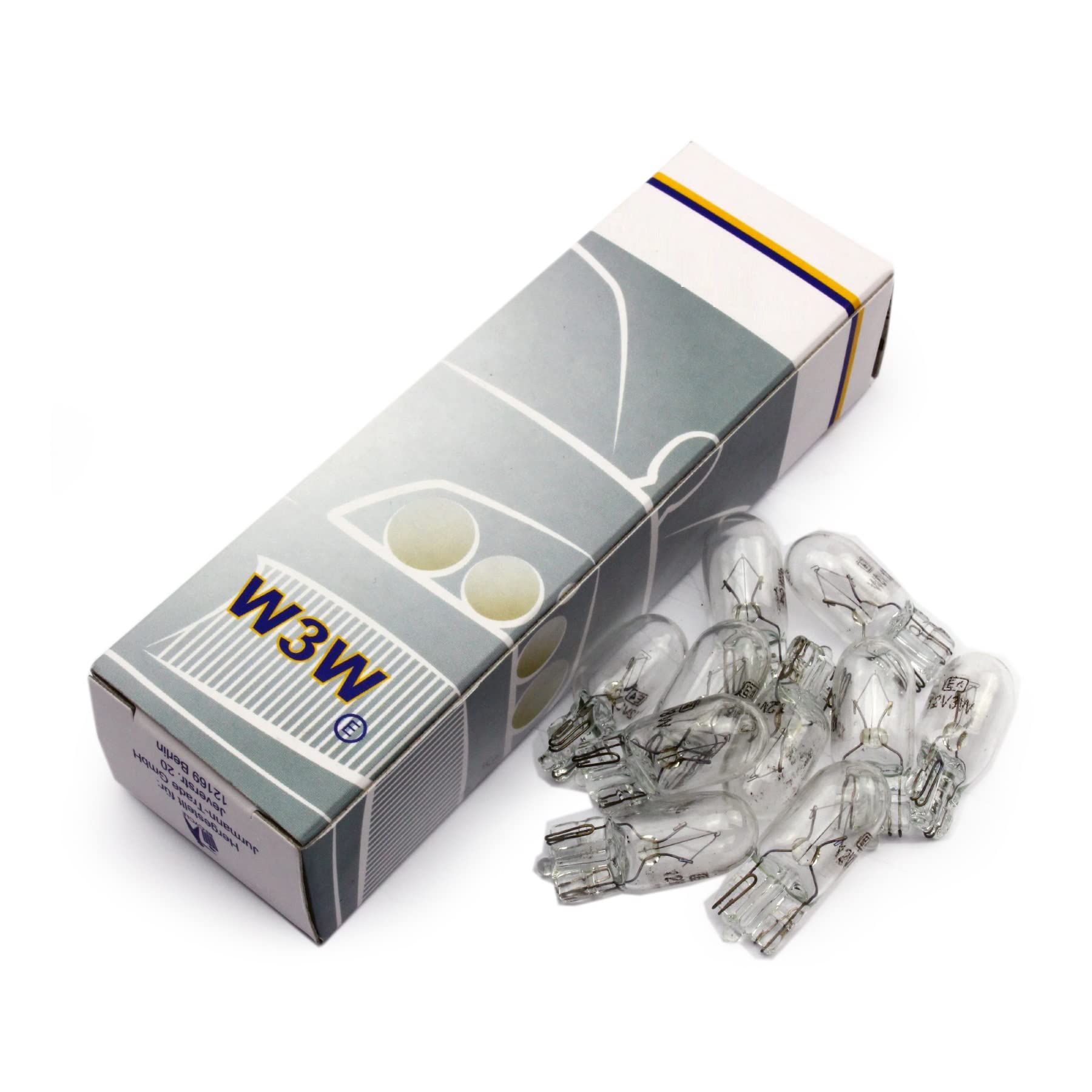 10 Stück - W3W - W2.1x9.5d - T10 12V 3W KFZ Beleuchtung - LONGLIFE - Glühlampe, Glassockellampe, Glühbirne, Soffitte, Autolampen. Mit E-Prüfzeichen 10 Stück - W3W - W2.1x9.5d - T10 12V 3W KFZ Beleuchtung - LONGLIFE - Glühlampe, Glassockellampe, Glühbirne, Soffitte, Autolampen. Mit E-Prüfzeichen von Jurmann Trade GmbH