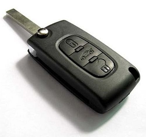 PeugeotKS03 - 1x Ersatz Schlüsselgehäuse - mit 3 Tasten und Batterieklemme Auto Schlüssel Funkschlüssel Gehäuse (Peugeot03) von JURMANN