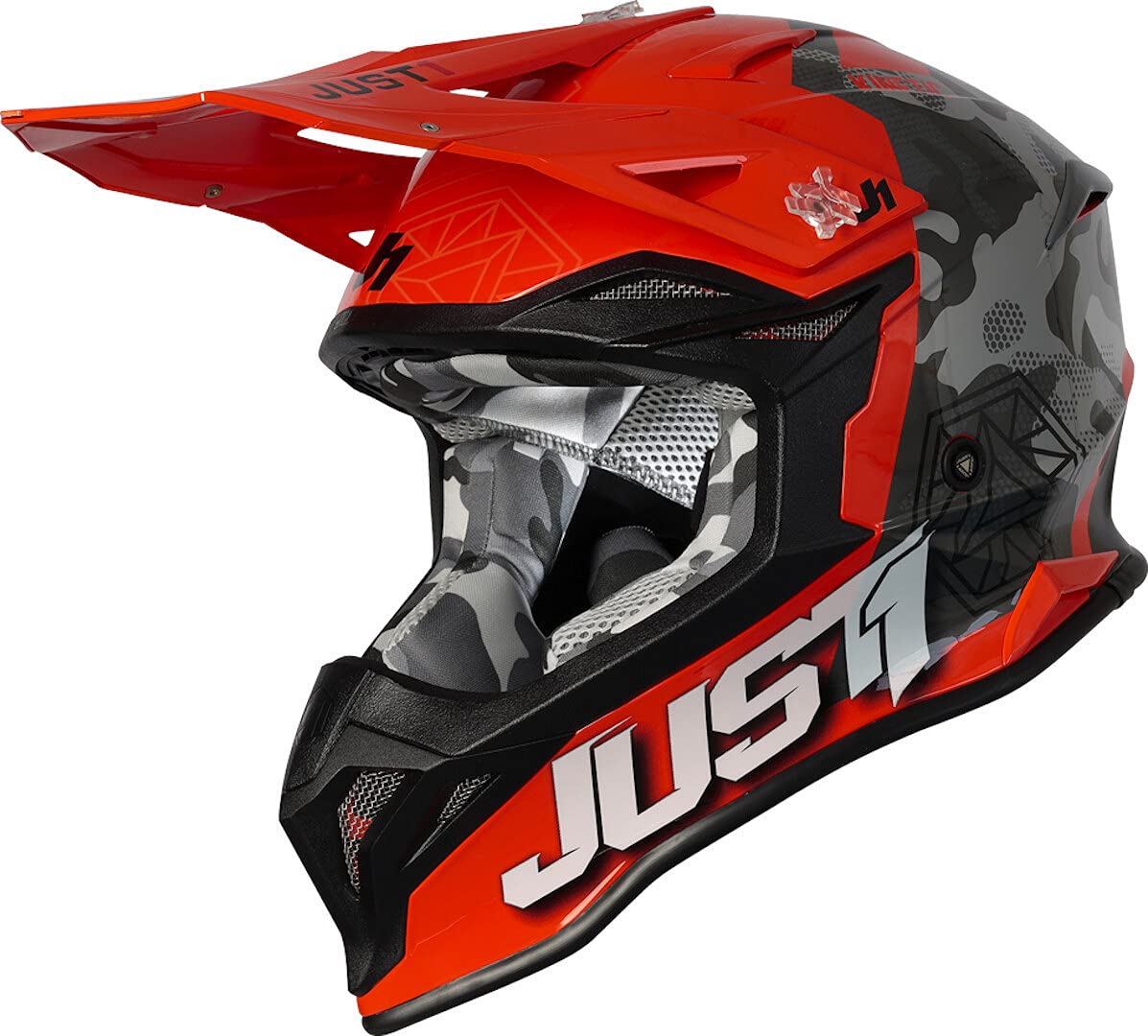 JUST1 Helmet J39 Kinetic Grey Camo/Fluo Orange 58-M von Just