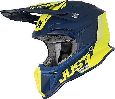 Just1 J18 Pulsar, Motocrosshelm Mips - Matt Neon-Gelb/Dunkelblau - L von Just1
