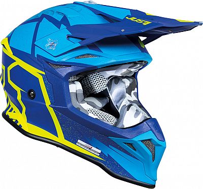 Just1 J39 Poseidon, Motocrosshelm - Blau/Hellblau/Neon-Gelb - M von Just1
