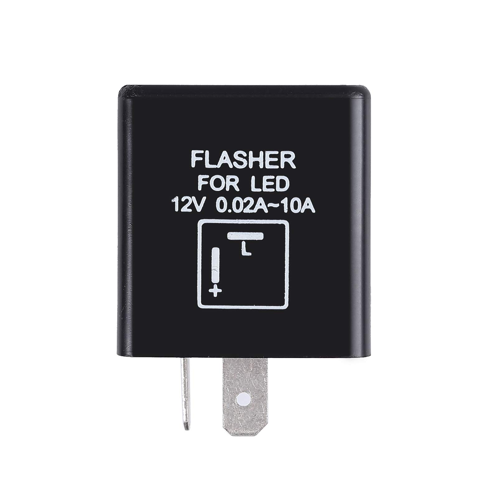 2-Pin Blinkrelais LED Motorrad Blinker Relais Justech Drehzahlregler Blinkgeber DC 12V angepasst an Halogen- und LED-Leuchten Stromkreis- und Rückwärtsschutz 0.02A-10A Blinkfrequenzkontroll Relais von Justech