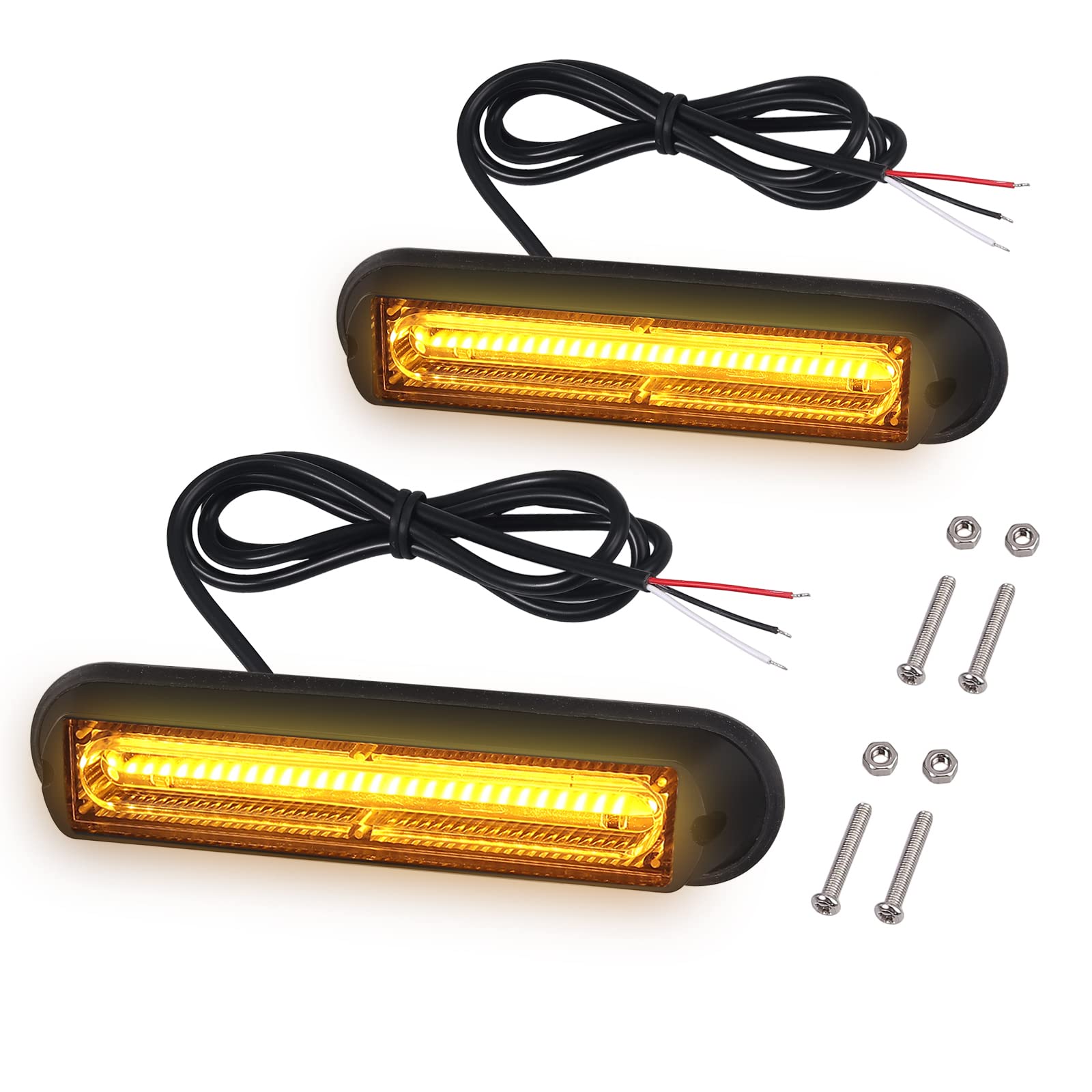 2 x 13cm COB Warnlicht 12V 24V Stroboskoplicht Warnung Beacon Blinklichter Blitzmodul Notfall Licht Achtung Blinklicht für Emergency, Repair, Escort Vehicles, Roof Rack, Kühlergrill, Dach usw. von Justech