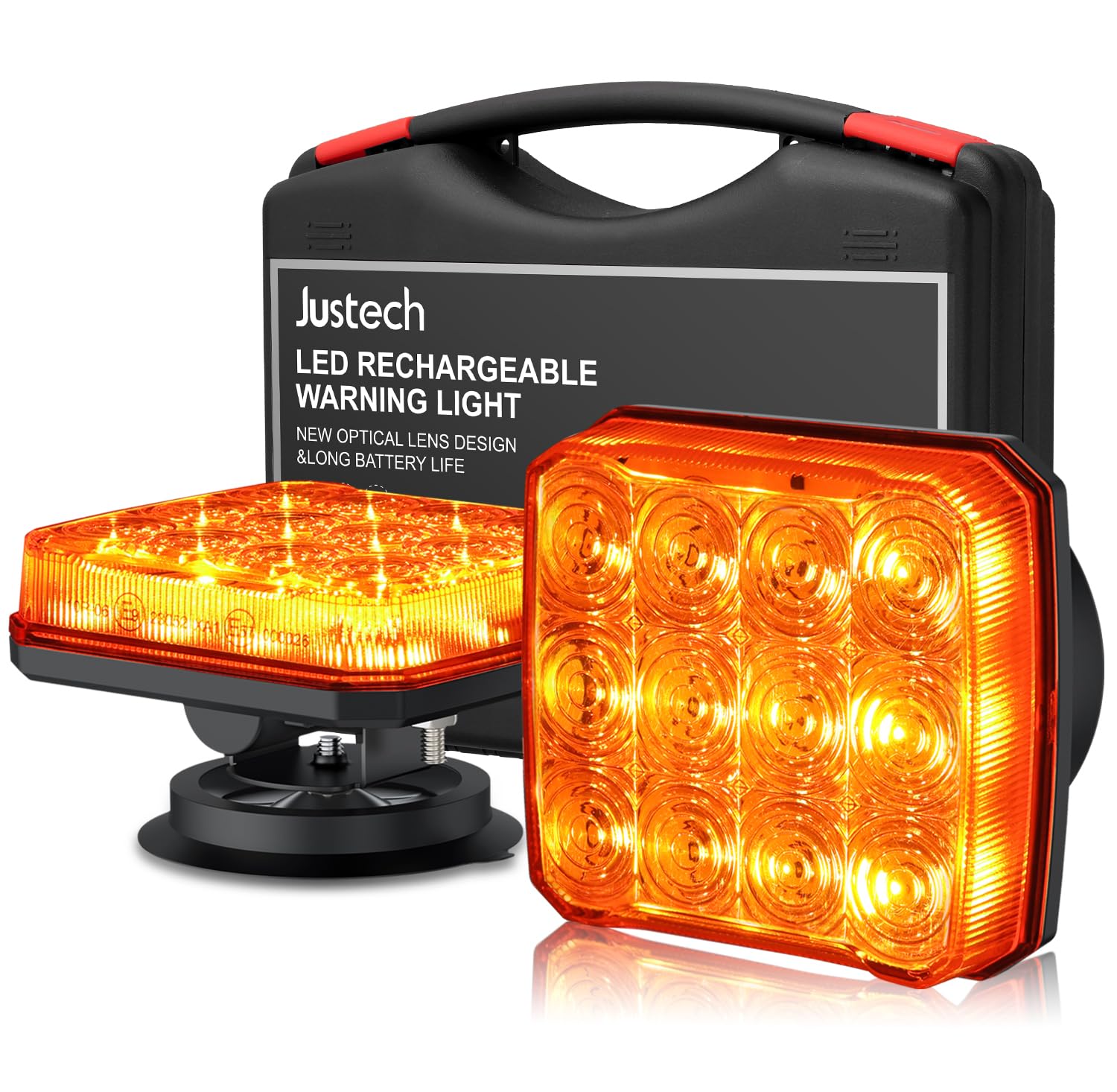 Justech 2PCS Wiederaufladbare Warnleuchte LED-Stroboskoplichter 12V/24V Magnetisch Warnleuchte Warnlicht, IP65 Wasserdicht Notfalllicht Auto-Blitzlicht mit 18 Blitzmodi für Lastwagen, Traktoren E-Mark Justech 2PCS Wiederaufladbare Warnleuchte LED-Stroboskoplichter 12V/24V Magnetisch Warnleuchte Warnlicht, IP65 Wasserdicht Notfalllicht Auto-Blitzlicht mit 18 Blitzmodi für Lastwagen, Traktoren E-Mark von Justech
