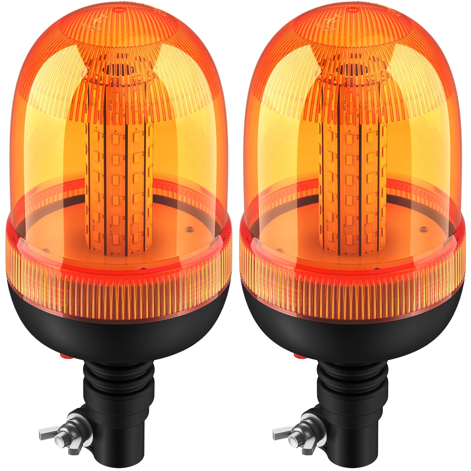 Justech 2x 80LED Rundumkennleuchte Rundumleuchte Warnleuchten LED Amber 12V/24V Blinkleuchte Staubdicht mit 3 Beleuchtungsmodi Rotating Flash Beacon Flexible DIN Traktor Warnleuchte ECE R10 E9 von Justech