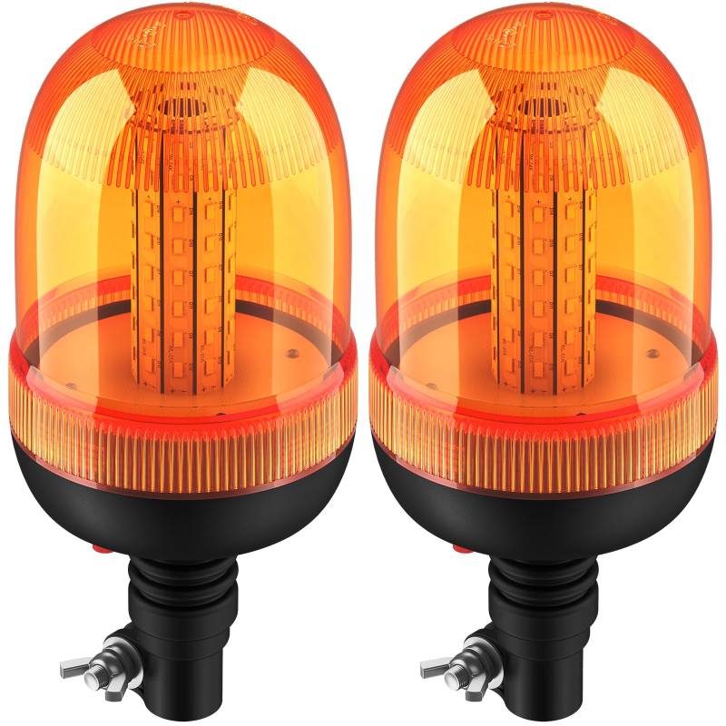Justech 2x 80LED Rundumkennleuchte Rundumleuchte Warnleuchten LED Amber 12V/24V Blinkleuchte Staubdicht mit 3 Beleuchtungsmodi Rotating Flash Beacon Flexible DIN Traktor Warnleuchte ECE R10 E9 von Justech