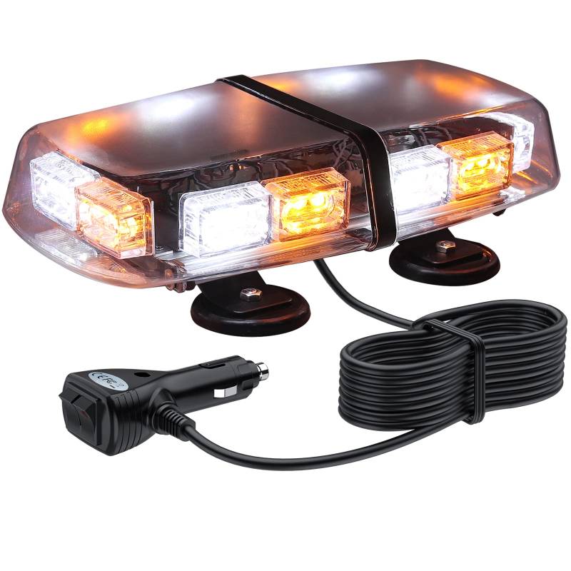 Justech 36LEDs RGB Rundumleuchte Blitzlicht Blitzleuchte Warnblinklicht Autodachlicht Stroboskoplicht mit Magnetfuß 3 Farben 7 Modis Veränderbare Farbe für 12V 24V LKW Anhänger mit E-Mark von Justech