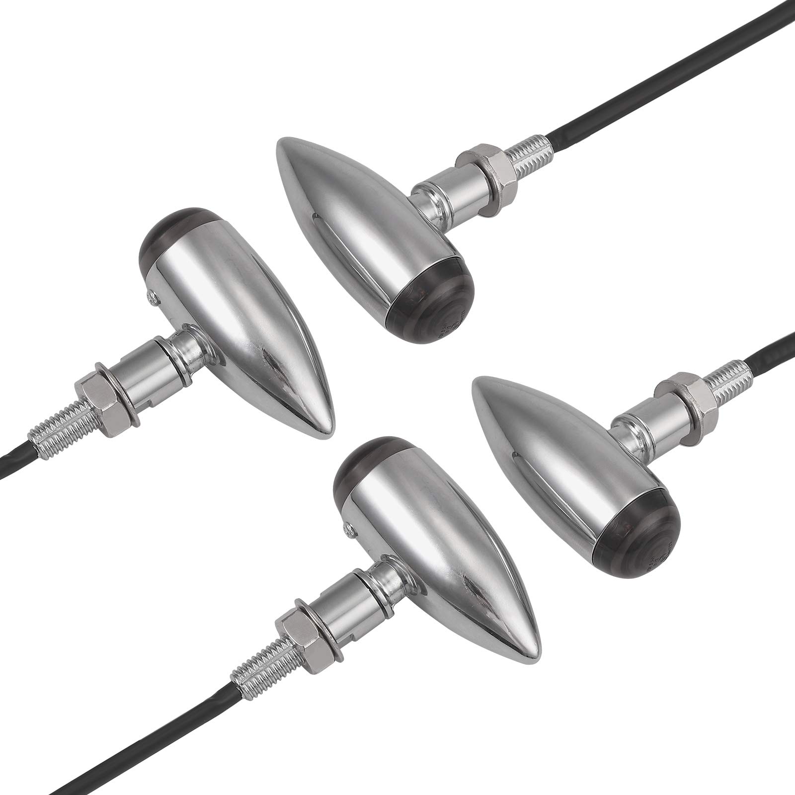 Justech 4 x Motorrad Blinker Licht Vorne Hinten Universal Glühlampe für Motorrad Fahrrad Signallicht Markierungsleuchten Lauflichter wasserdicht stoßfest Bullet Amber Blinkerleuchte Chrom Silber Justech 4 x Motorrad Blinker Licht Vorne Hinten Universal Glühlampe für Motorrad Fahrrad Signallicht Markierungsleuchten Lauflichter wasserdicht stoßfest Bullet Amber Blinkerleuchte Chrom Silber von Justech