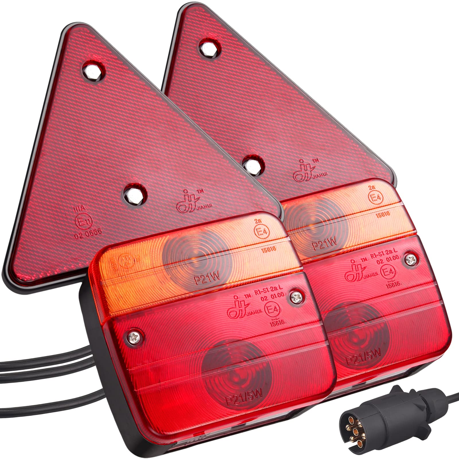 Justech Rückleuchten-Set Rückleuchten mit Magnetfuß und Rückstrahler, Anhängerbeleuchtung Rücklichter mit 7.5m + 2.5m Kabel für PKW Anhänger Beleuchtungsset für Straßenverkehr zugelassen (E11) von Justech