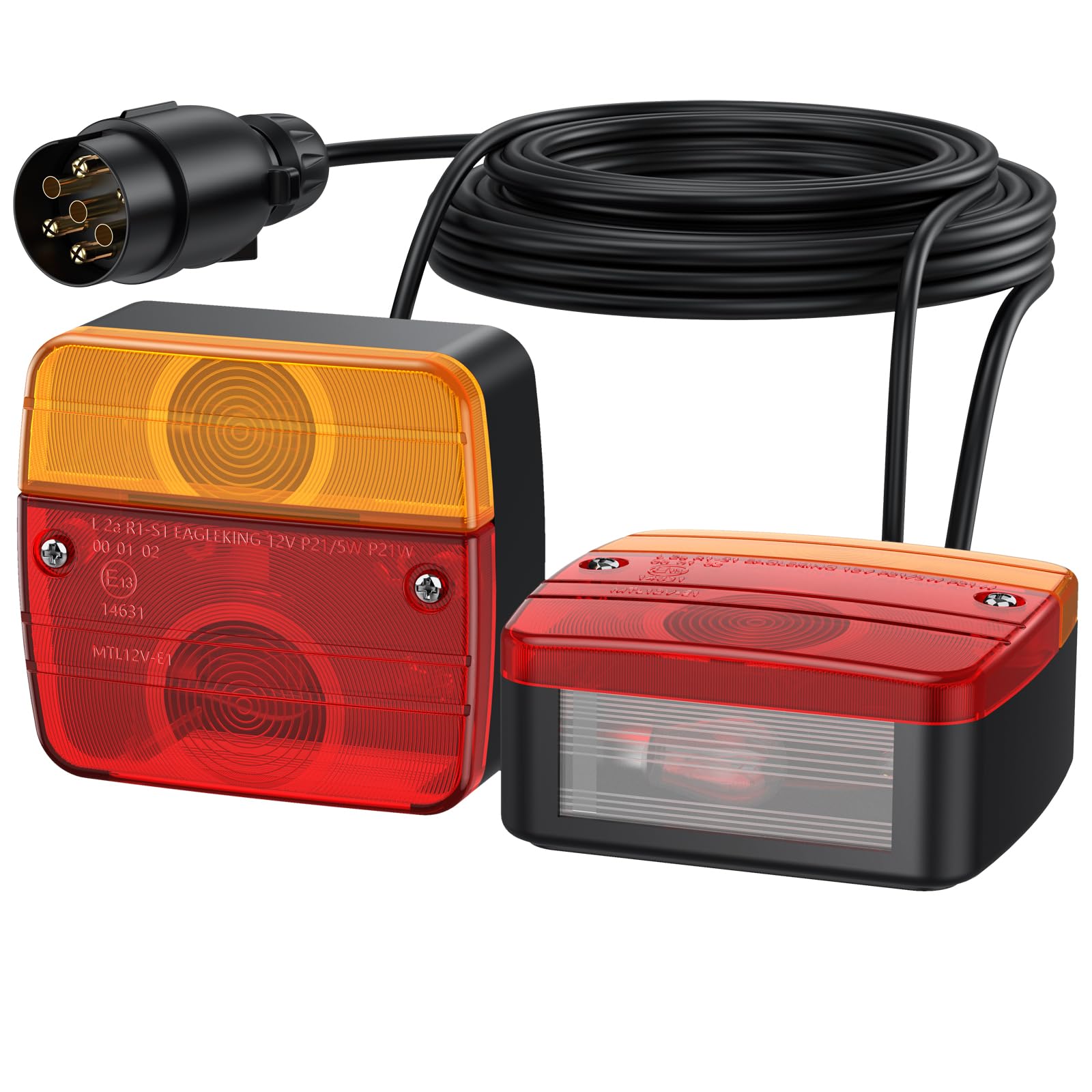 Rückleuchten Rücklicht Set Justech PKW-Anhänger Rücklicht Komplettset Leuchtensatz Anhängerbeleuchtung 12V 7-Pin Stecker mit 7,5m Kabel 5 Funktionen mit E11 für Wohnwagen Anhänger KFZ Rückleuchten Rücklicht Set Justech PKW-Anhänger Rücklicht Komplettset Leuchtensatz Anhängerbeleuchtung 12V 7-Pin Stecker mit 7,5m Kabel 5 Funktionen mit E11 für Wohnwagen Anhänger KFZ von Justech