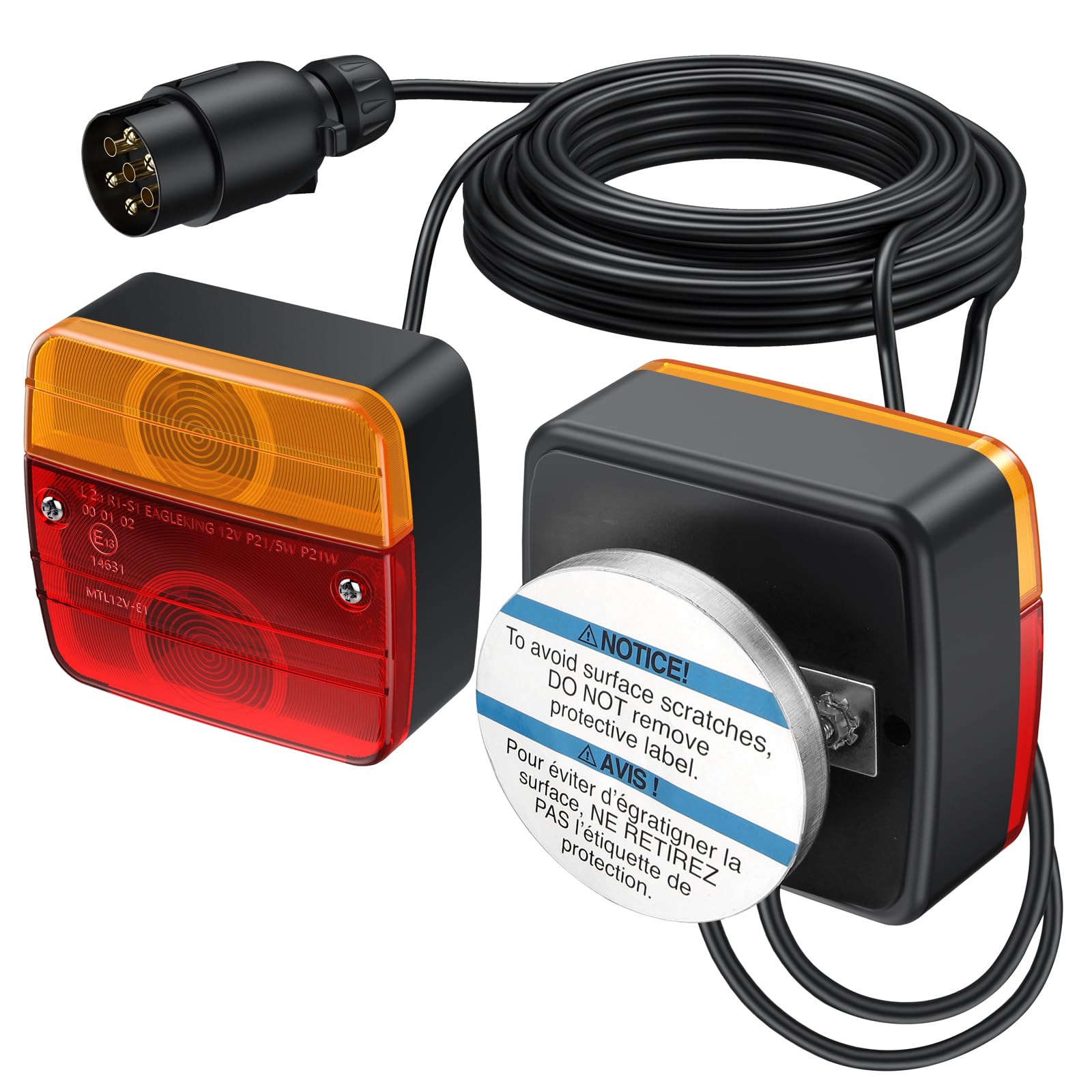 Rückleuchten Set Rücklicht mit Magneten Justech PKW Anhänger Komplett 2X Anhängerbeleuchtung 7,5m Kabel 7-poliger Stecker 5 Funktionen Kennzeichenleuchte Rückfahrlicht mit E11 für Wohnwagen KFZ PKW Rückleuchten Set Rücklicht mit Magneten Justech PKW Anhänger Komplett 2X Anhängerbeleuchtung 7,5m Kabel 7-poliger Stecker 5 Funktionen Kennzeichenleuchte Rückfahrlicht mit E11 für Wohnwagen KFZ PKW von Justech