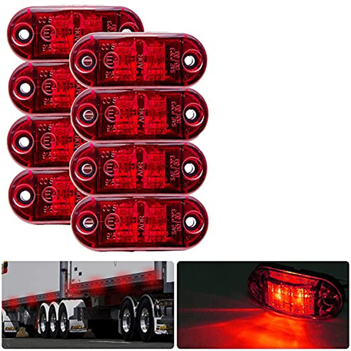 Jutta 4/8/12pc Größe Begrenzungsleuchte, 12/24V IP65 Rot LED Seitenmarkierungsblinker Lampe Universal für LKW Anhänger Van Caravan LKW Auto Bus Boot (8) von Jutta