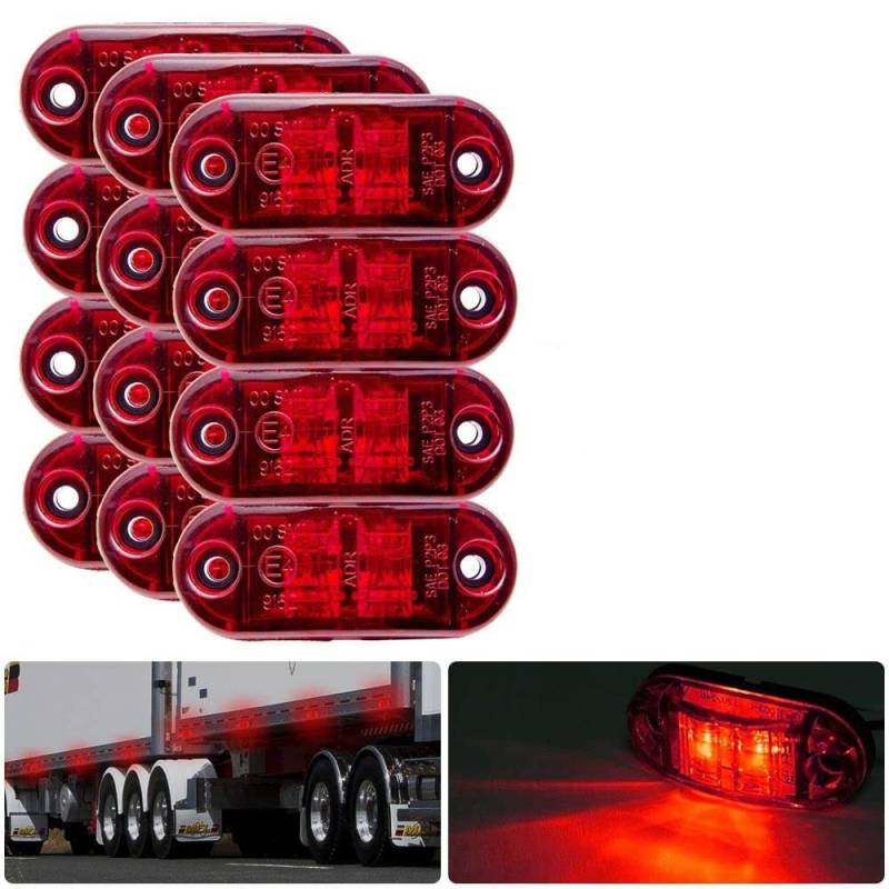4/8/12 Stück Größenmarkierungsleuchte, 12/24 V IP65 rote LED Seitenmarkierungsleuchte Universal für LKW Anhänger Van Wohnwagen LKW Bus Boot (12) von Jutta