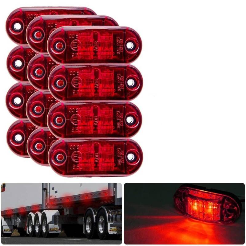 Jutta 4/8/12pc Größe Begrenzungsleuchte, 12/24V IP65 Rot LED Seitenmarkierungsblinker Lampe Universal für LKW Anhänger Van Caravan LKW Auto Bus Boot (12) von Jutta
