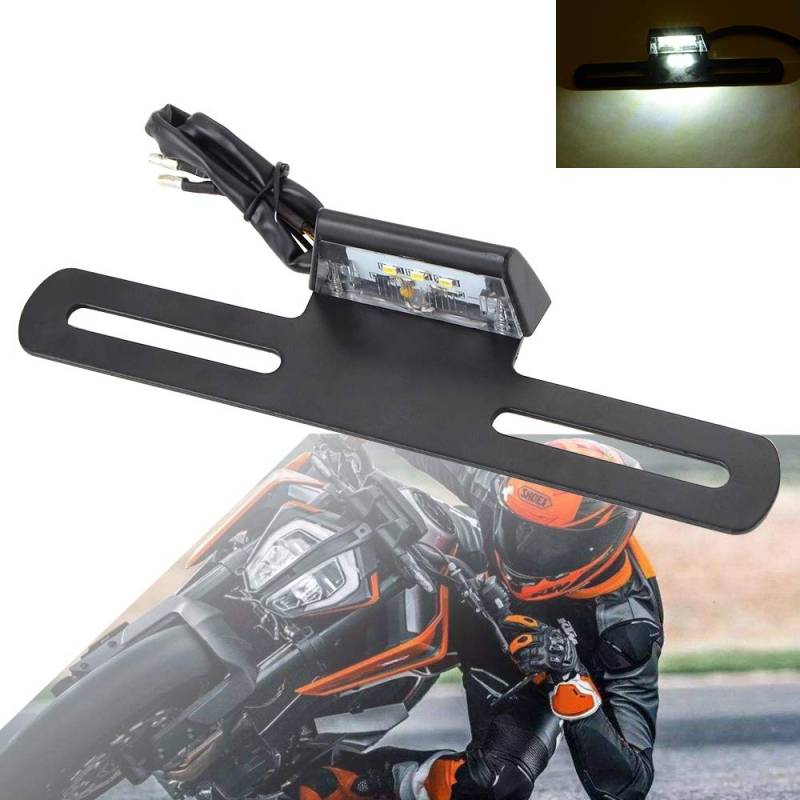 Motorrad-Kennzeichen-LED-Licht, 12 V, 3 LED-Lampen mit Rahmenhalterung, Heckhalterung, E-Prüfzeichen, universell passend für LKW, ATV, Van etc. von Jutta