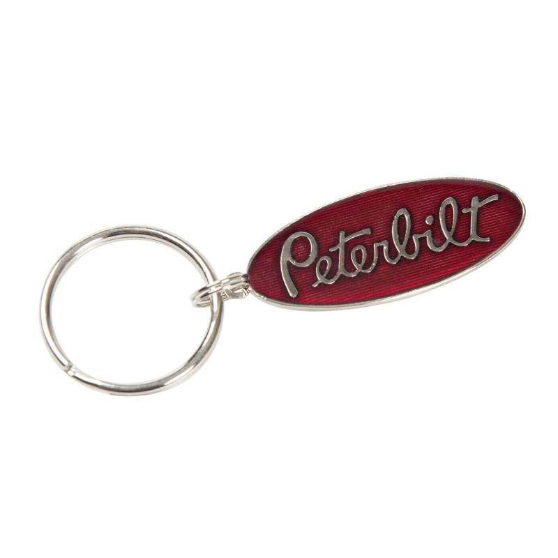 K-Musculo Peterbilt Motors Metall Schlüsselanhänger Rot/Silber in Farbe, Klassisch, Mit Logo, Unisex-Erwachsene, Automotive Enthusiasts, Peterbilt Fans von K-Musculo