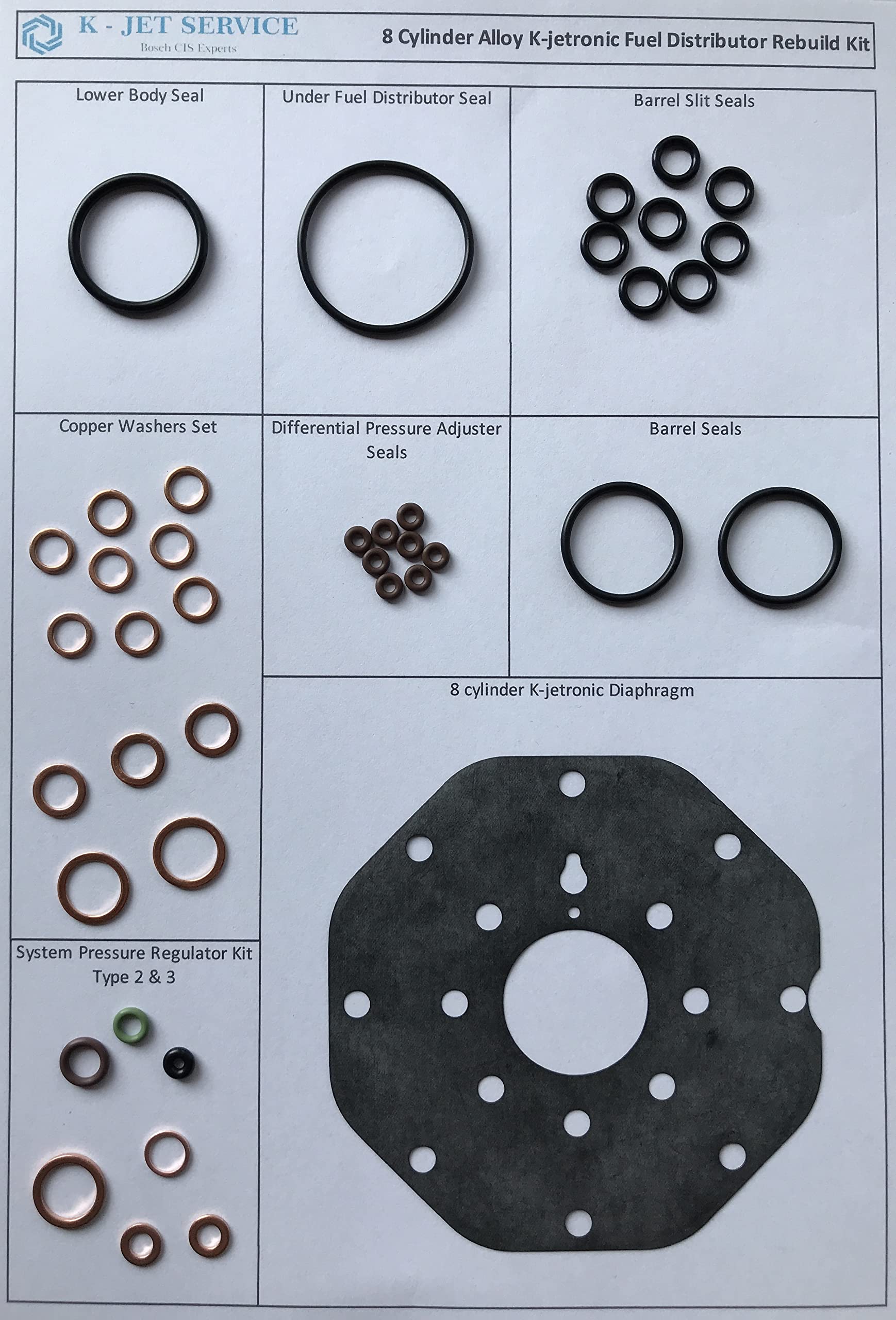 Mengenteiler Reparatursatz für alle Bosch 8 Zylinder K-Jetronic Aluminium kompatibel mit Mercedes SL SEC SEL SE 500 450 380 Porsche Rolls Royce Bentley Mengenteiler Reparatursatz für alle Bosch 8 Zylinder K-Jetronic Aluminium kompatibel mit Mercedes SL SEC SEL SE 500 450 380 Porsche Rolls Royce Bentley von K-jetservice.com