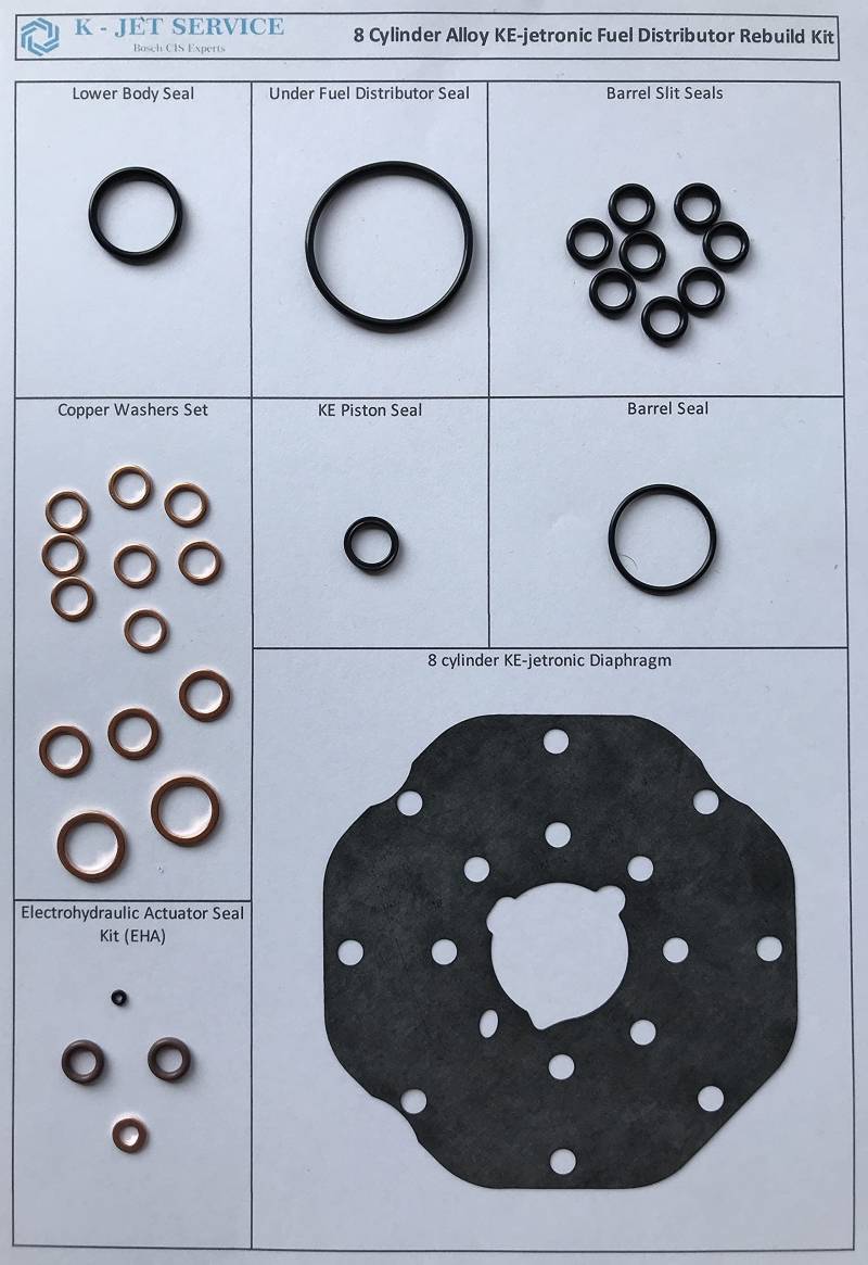 Mengenteiler Reparatursatz für alle Bosch 8 Zylinder KE-Jetronic Aluminium 0438101018 0438101016 kompatibel mit Mercedes SL SEC SEL 500 560 420 Rolls Royce Bentley von K-jetservice.com