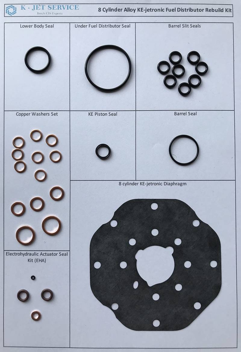 Mengenteiler Reparatursatz für alle Bosch 8 Zylinder KE-Jetronic Aluminium 0438101018 0438101016 Mercedes SL SEC SEL 500 560 420 Rolls Royce Ferrari von K-jetservice.com