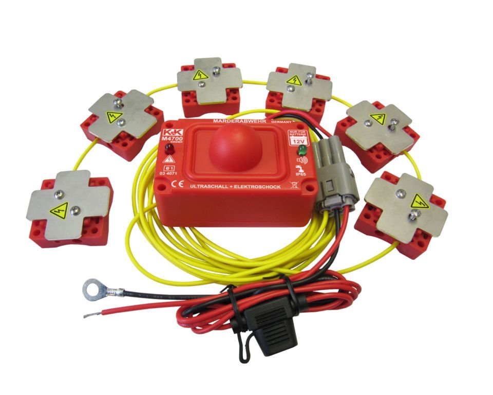 K&K Marderabwehr M4700 mit Ultraschall und Hochspannung, wasserdicht (IP 65) - die Komplette von K&K