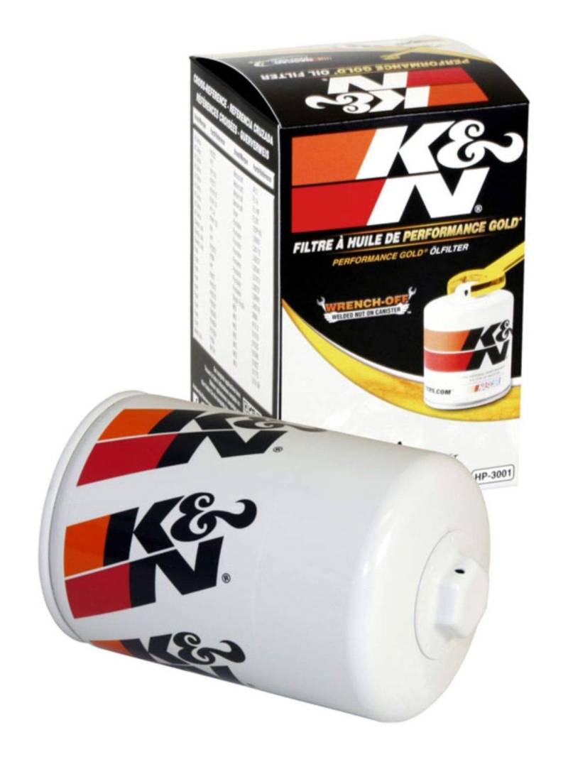 K&N Ölfilter - Patrone 93x145mm kompatibel mit Ford, Sterling Truck, Volkswagen, Audi, Mercury, Toyota, Land Rover, Dodge (HP-3001), Weiß von K&N