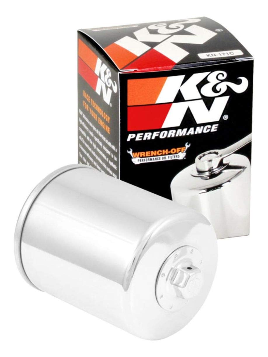 K&N Ölfilter für Motorräder: Für die Verwendung mit synthetischen oder konventionellen Ölen. Für ausgewählte Harley Davidson, Buell Motorräder, KN-171C (Patrone Chrome 74 x 94mm) Einheitsgröße von K&N